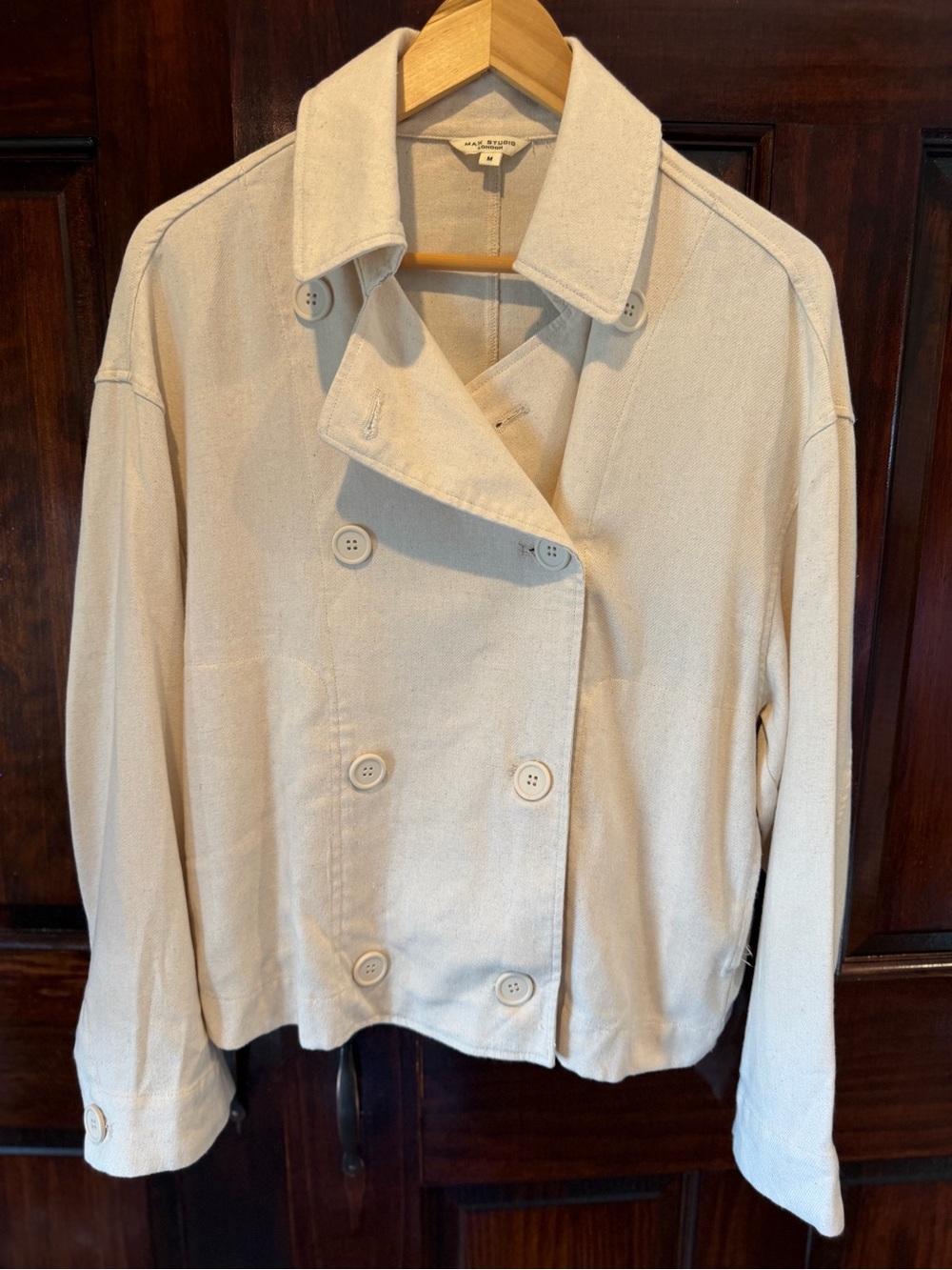 Max Studio Light Beige Double-Breasted Women's Jacket